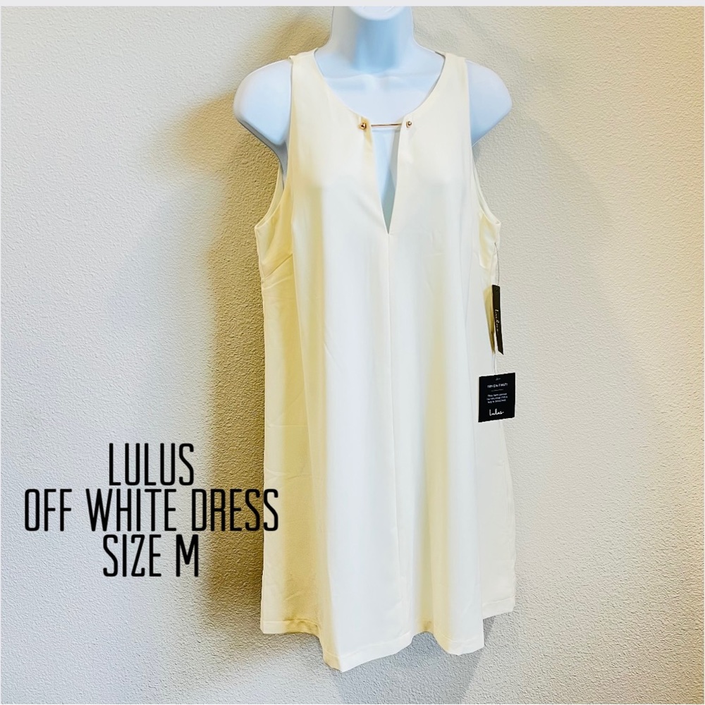 Lulus women off white polyester sleeveless midi sheath dress, slip dress, Sz M
